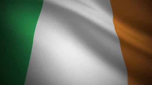 Realistic Waving Irish Flag Animation with Fabric Texture