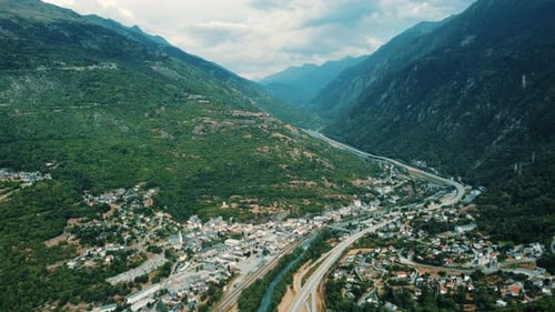 Aerial view of the town