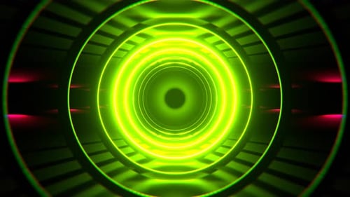 Light Green And Pink Sci Fi Tunnel With Round Arches Background VJ Loop l 4K