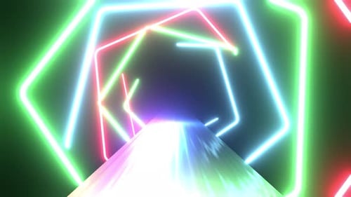 Pentagon Red Green Blue Neon Tunnel Vj Loop Animation Background