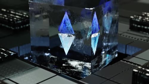 Futuristic Glass Cube Logo Reveal with Glowing Shards