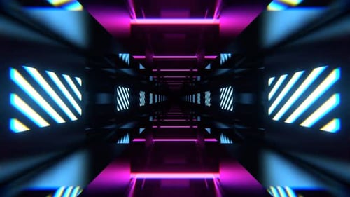Cyan And Pink Rhythmically Shimmering Striped Tunnel Background Vj Loop I 4K