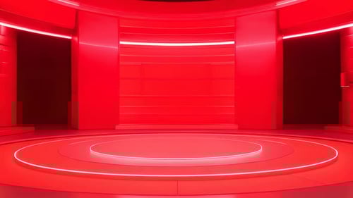 Futuristic Red Virtual Broadcast Studio Set Animation