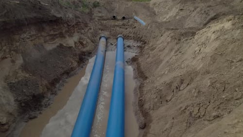 Long Durable Pipelines Installed in Ditch with Puddle