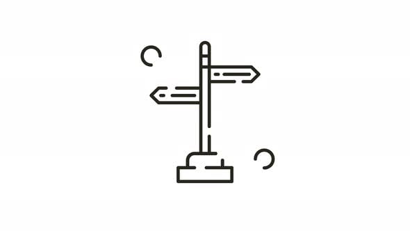 Animation Icon Outline Minimalist Signpost, Elements Motion Graphics ft ...