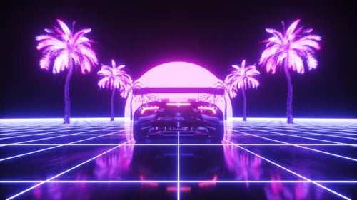 Neon Glowing Synthwave Car Loop