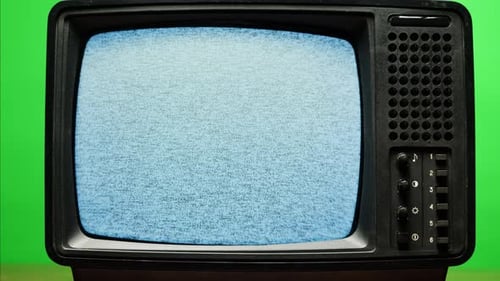 Retro Style TV Set with Green Screen Chroma Key Background Vintage 60s Analog Television with Grain