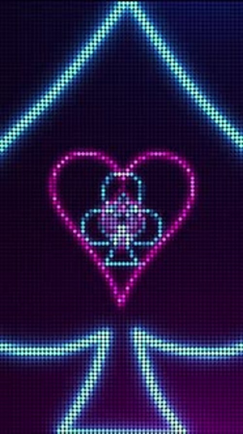 Luxury Neon Casino Royal Vertical Background Video Dark Abstract Banner Vip Backdrop with Neon Poker