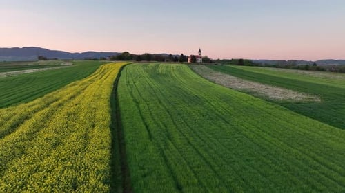Rolling Green Hills and Villages in Croatia During Spring