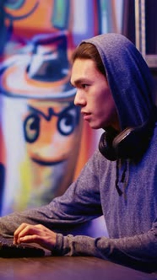 Vertical Video Hacker Happy After Stealing Passwords