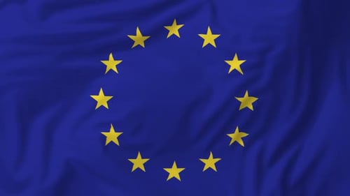 European Union Flag Waving Realistic Animation