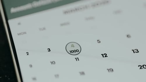 Person Selects a Date From the Digital Calendar to Introduce Financial Data for That Specific Date