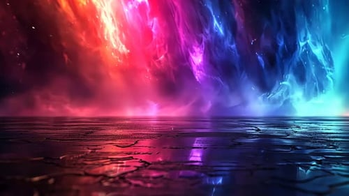 Vibrant Neon Light Abstract Background on a Crackled Floor