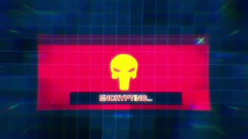 Glitch Skull Encryption Warning Message Opener