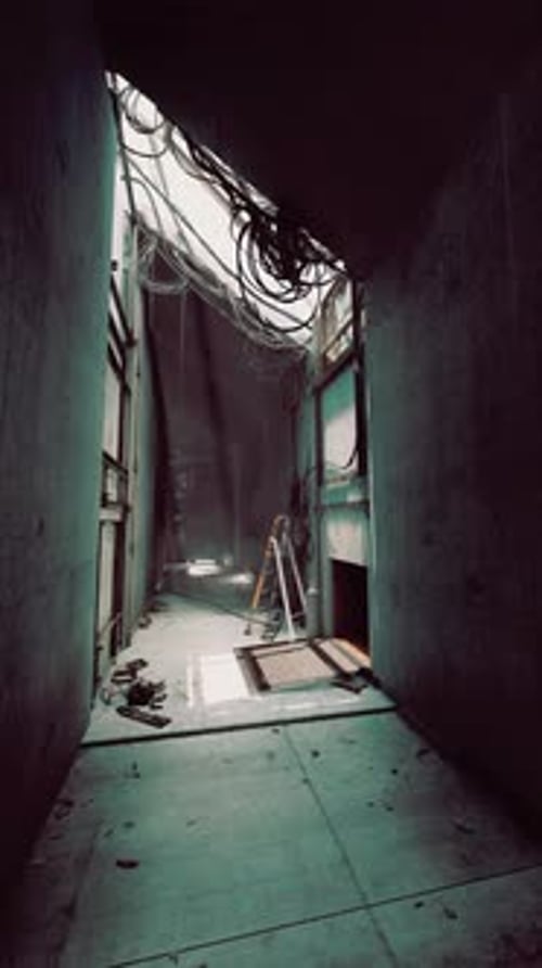 Mysterious Construction Corridor with Light Streaming Through