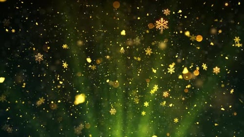 Golden Christmas Snowflakes Falling Background Loop