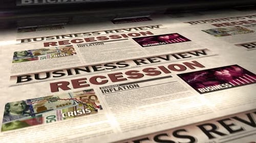 Financial Recession and Inflation Business News Printing Press