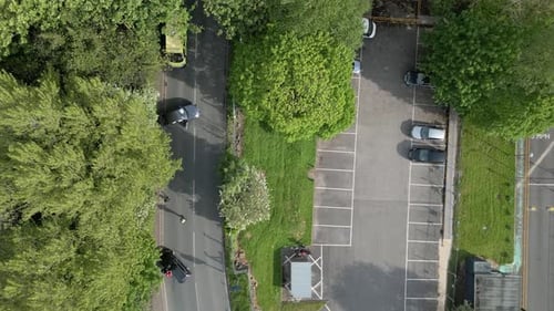 editorial aerial views of a road traffic accident between drivers in the UK. Police attending accide