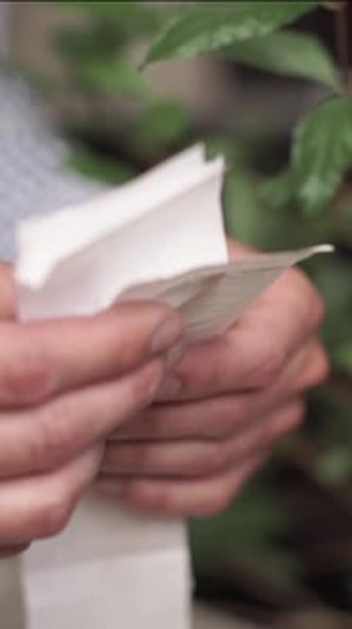 Buyer Checks Paper Receipt On Shopping Supermarket Customer Receipt Bill Expensive Total