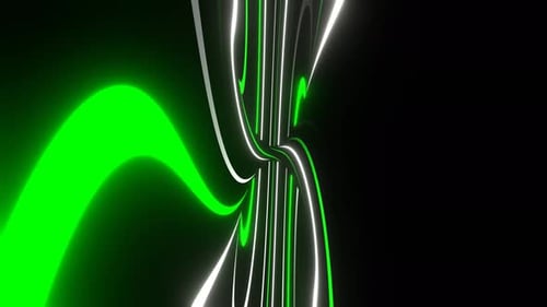 Green And White On Black Neon Circle Moving Background Vj Loop In 4K