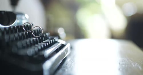 Closeup of Vintage Typewriter Keys in Soft Natural Light