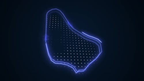 Futuristic Digital Map of Barbados with Pulsing Neon Outline