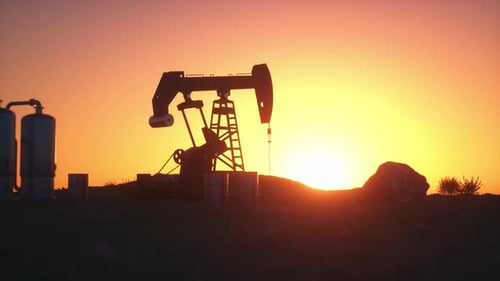 Oil Pump Jack Sunset Loop Animation