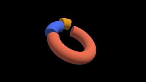 Blaues, gelbes und orangefarbenes Kreisdiagramm, Geschäftsstatistik-Präsentation, 3D-Animation auf schwarzem Hintergrund
