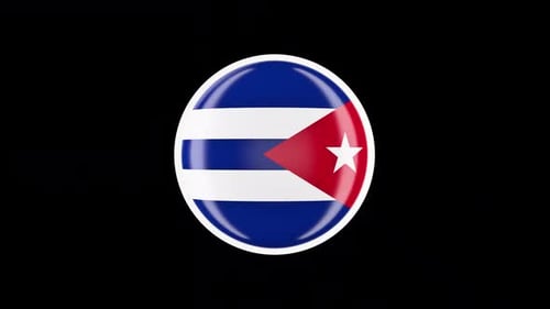 3D Glossy Cuban Flag Button Spinning Animation