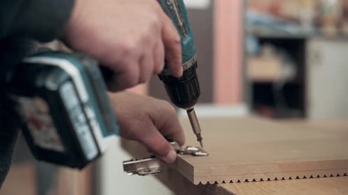 Attaching Hinge to Wood with Electric Drill
