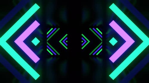 Violette und türkisfarbene Neonlichtelemente im Korridorhintergrund Vj Loop In 4K