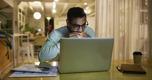 Man Working Late in Open Modern Office