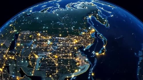 Stunning Realistic Space View of Europe at Night with Sunrise