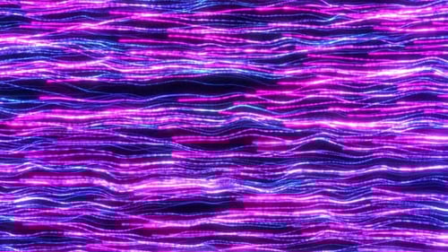 Abstract Wavy Neon Lines Digital Data Flow Background