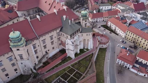 Aerial View of Wawel Castle and Krakow Poland