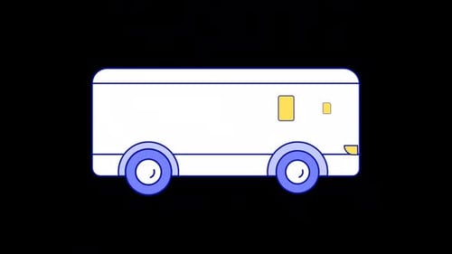 Minimalist Animated Bus Outline Graphic Reveals Windows and Door