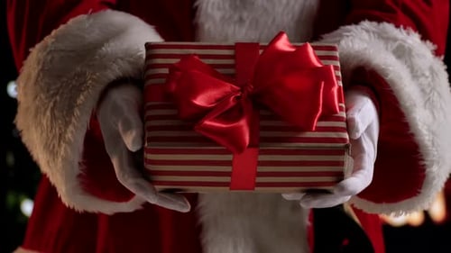 Christmas Gift Held By Santa
