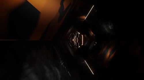 Orange And Yellow Hexagonal Laser Tunnel Background Vj Loop In HD