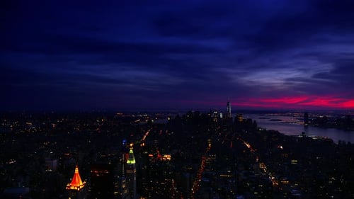 New York City Manhattan City Skyline time lapse with Freedom Tower / One World Trade Center shot in