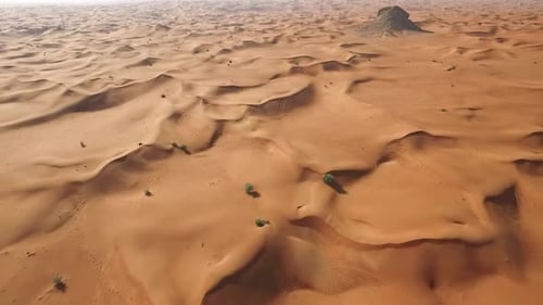Expansive Drone View of a Remote Desert with Wind-Sculpted Dunes