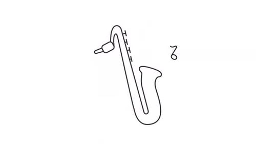 Minimalist Saxophone Line Art Drawing with Music Note