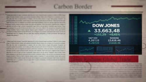 Animated Newspaper with Digital Stock Market Data Display