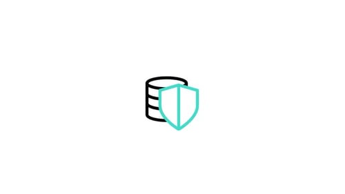 Animated Shield Protecting Database Icon in Flat Design