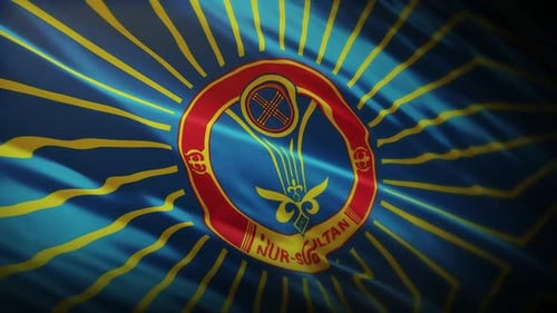 Drapeau de Nur Sultan agitant - Kazakhstan