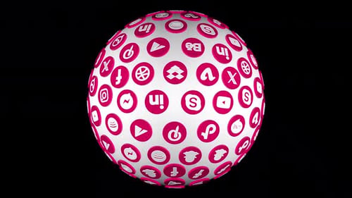 Icônes des réseaux sociaux Sphere Pink