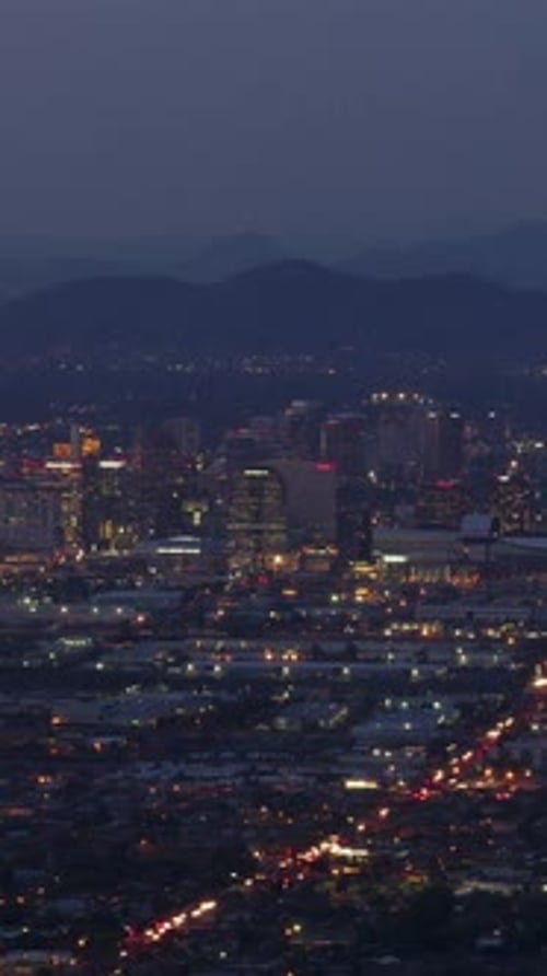 Vertical Video Downtown Phoenix at Night Timelapse