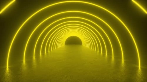 Neon Yellow Lights Tunnel