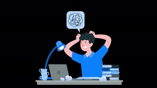 2D Stressed Student Alpha Channel 4K