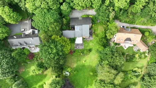 Aerial View of Luxury Villas with Garden Surrounded By Forest in Walloon Brabant Belgium
