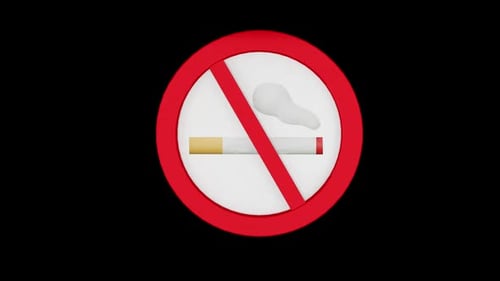 No Smoking Sign 3D Rotation Animation
